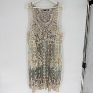 Origami Boho Lightweight Multi Color Lace Duster Cardigan Small